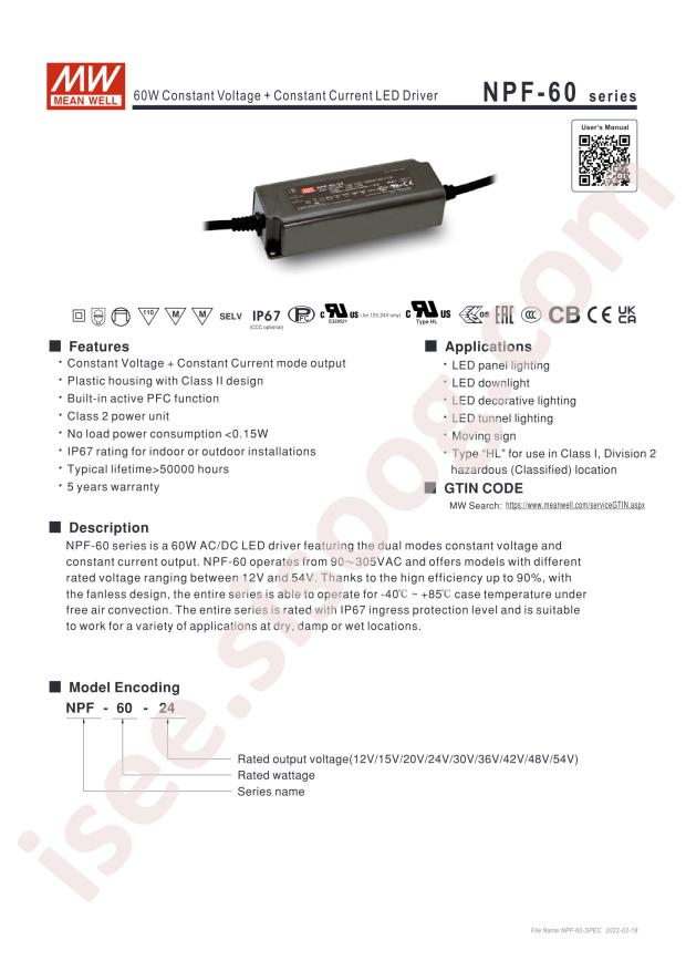 MEAN WELL NPF-60-30