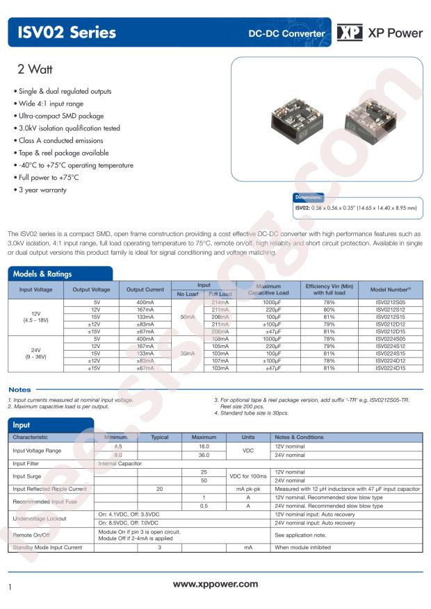 XP Power ISV0212S15