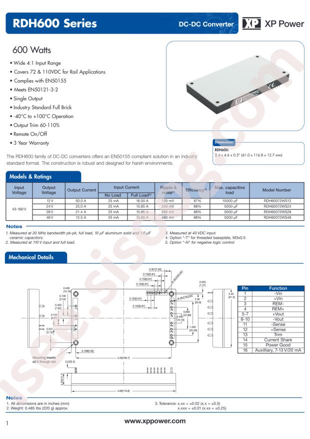 XP Power RDH60072WS28