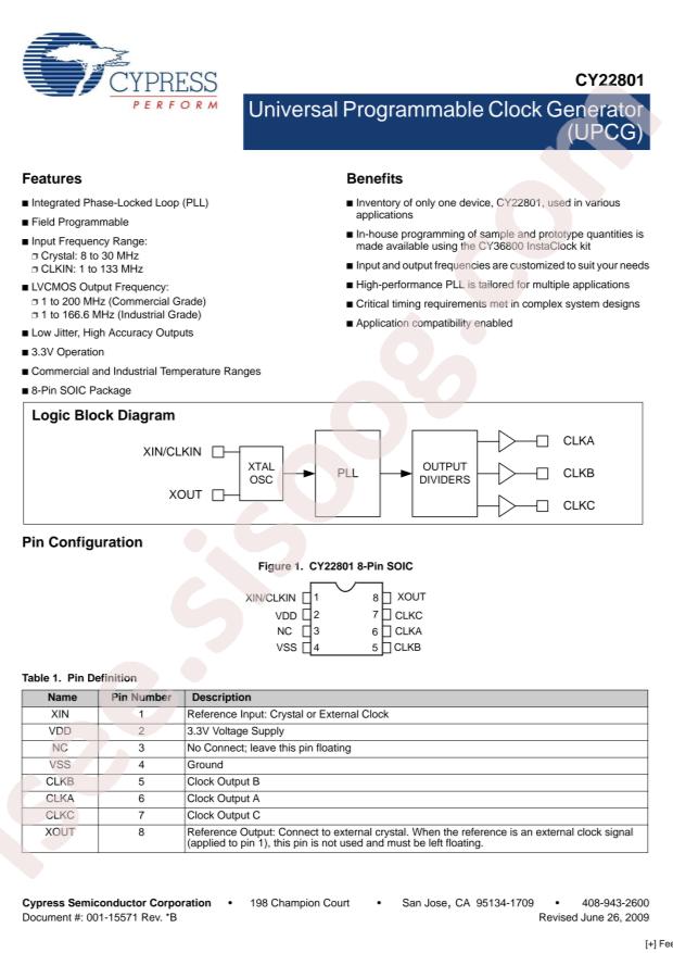 Infineon/CYPRESS CY22801SXC-014T