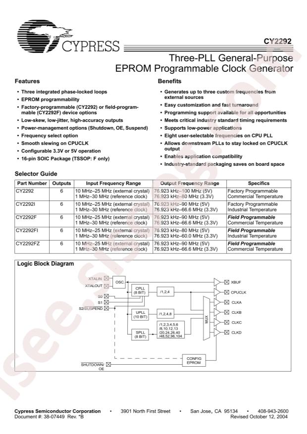 Infineon/CYPRESS CY2292SL-1K2