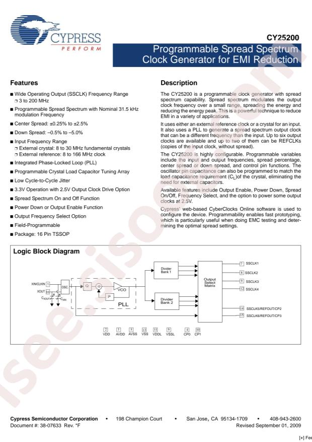 Infineon/CYPRESS CY25200KZXI-007T