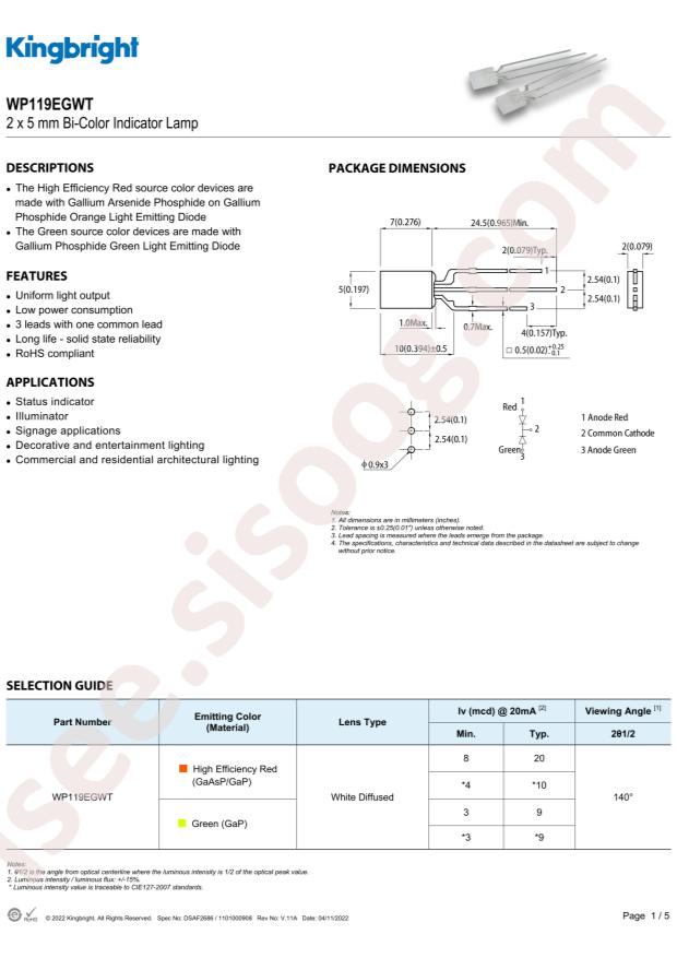 Kingbright WP119EGWT