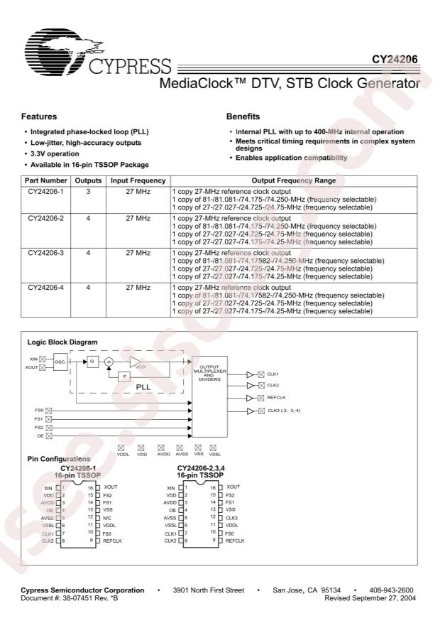 Infineon/CYPRESS CY24206ZC-4T