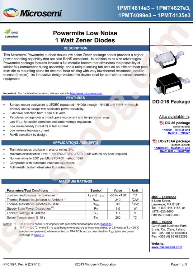 MICROCHIP 1PMT4132CE3/TR7