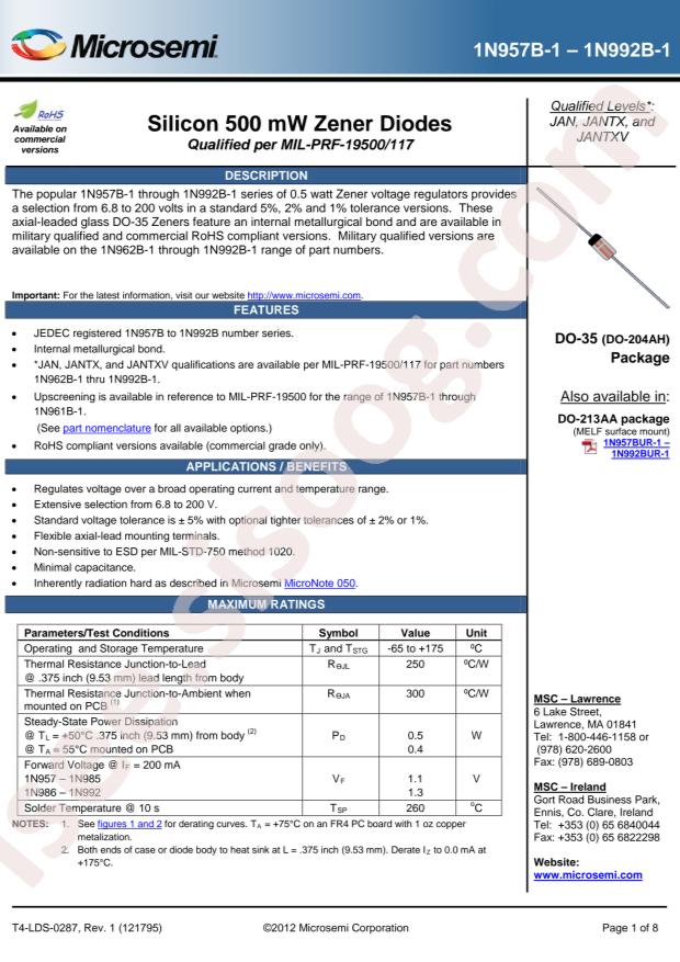 MICROCHIP 1N959B-1