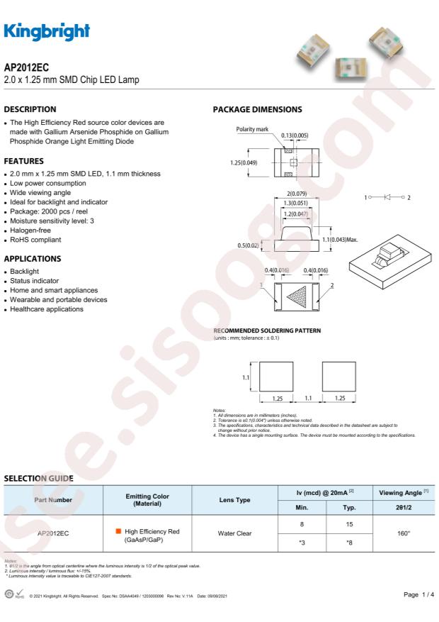 Kingbright AP2012EC
