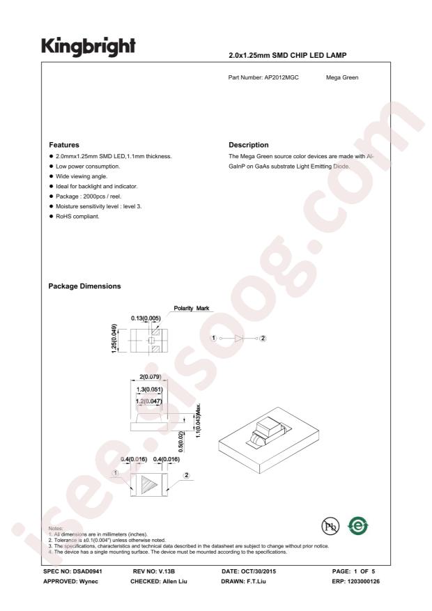 Kingbright AP2012MGC