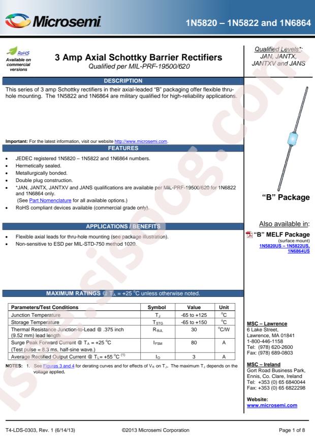 MICROCHIP 1N5820/TR