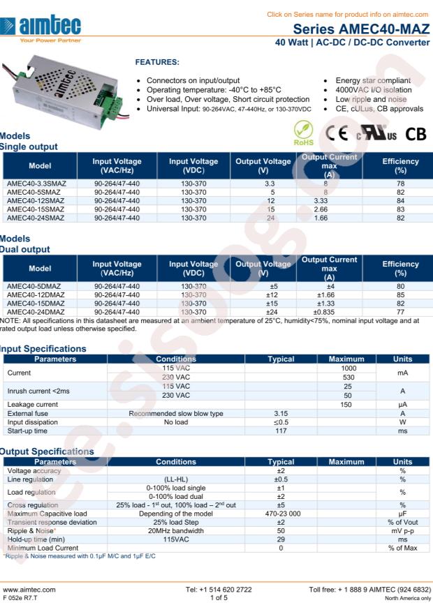 Aimtec AMEC40-5SMAZ