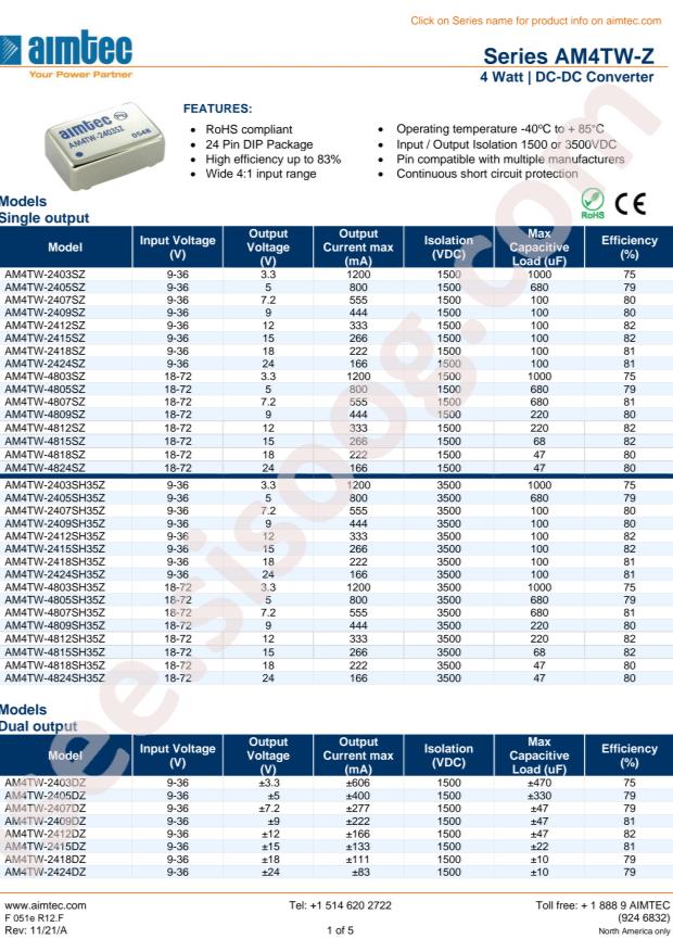 Aimtec AM4TW-480503DZ