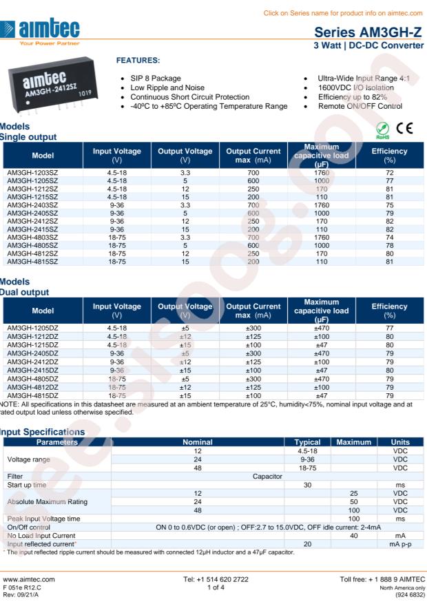 Aimtec AM3GH-1203SZ