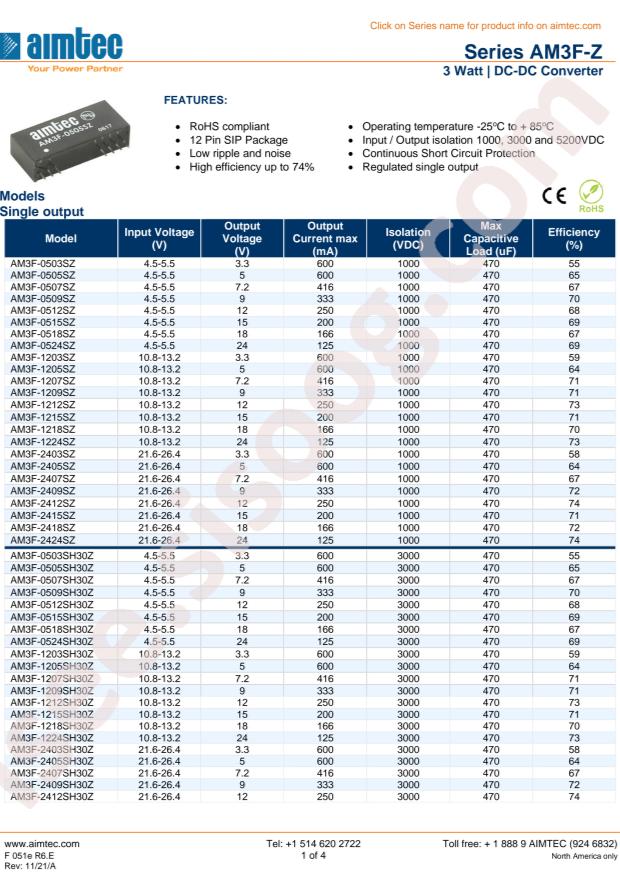 Aimtec AM3F-0518SH52Z