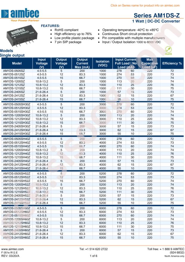 Aimtec AM1DS-1212DH60Z