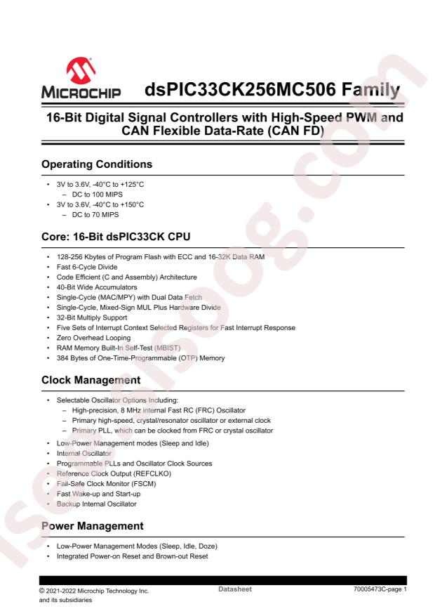 MICROCHIP DSPIC33CK256MC106T-I/MR