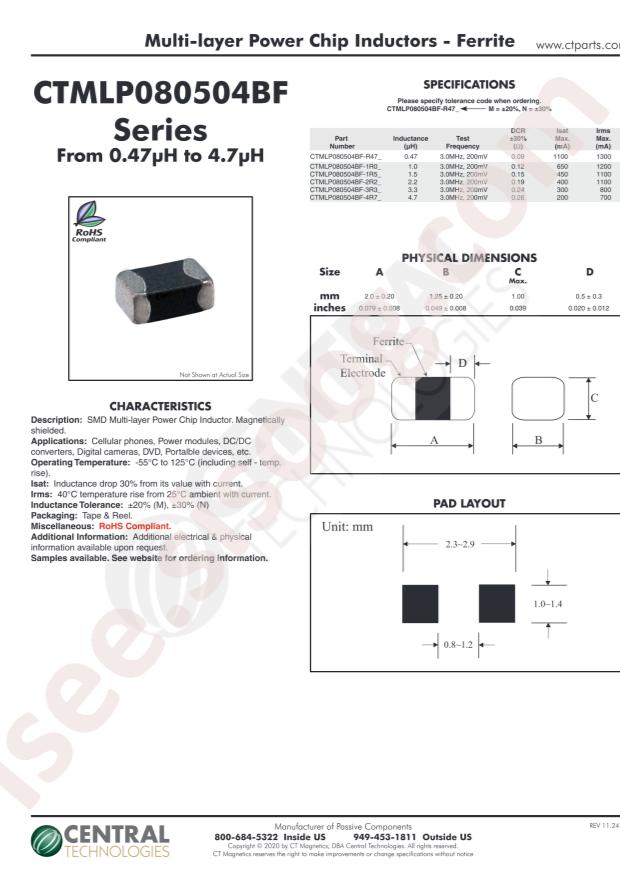 Central CTMLP080504BF-1R5M
