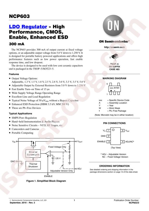 onsemi NCP603SN300T1G