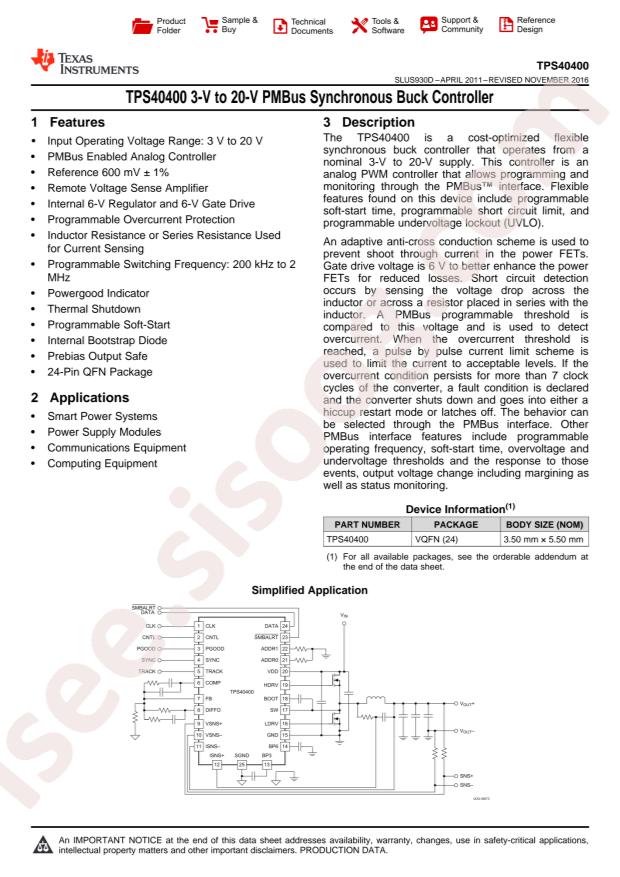 TI TPS40400RHLR