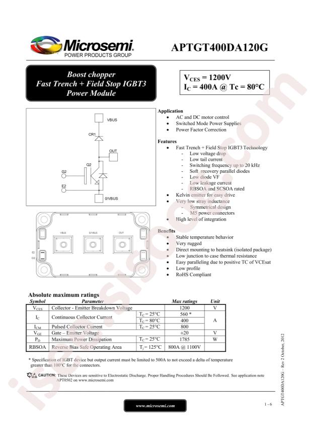 MICROCHIP APTGT400DA120G