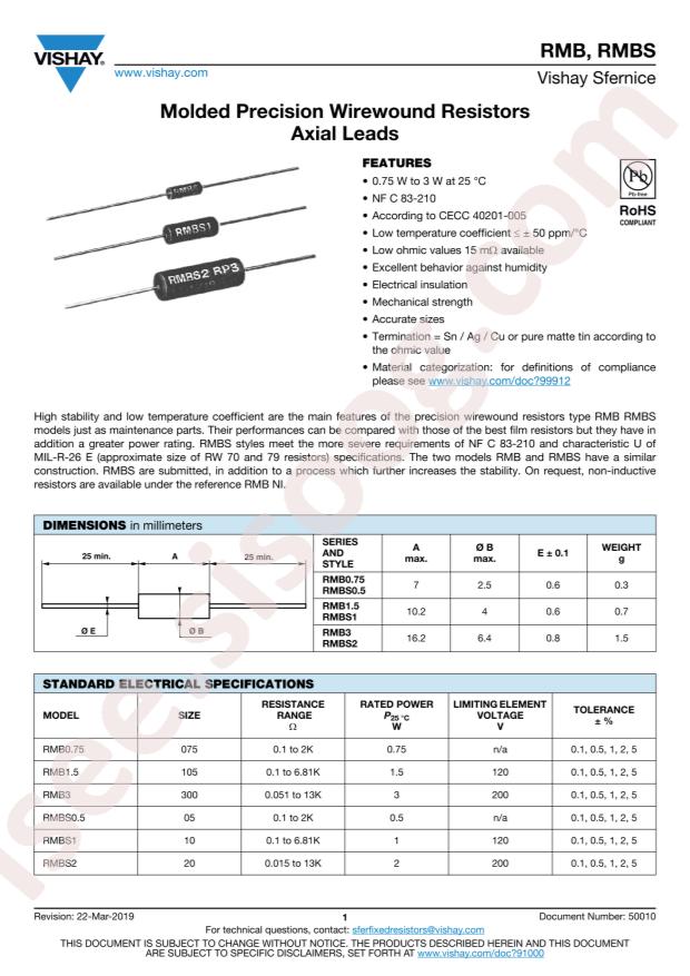 VISHAY RMB075180R0JS14