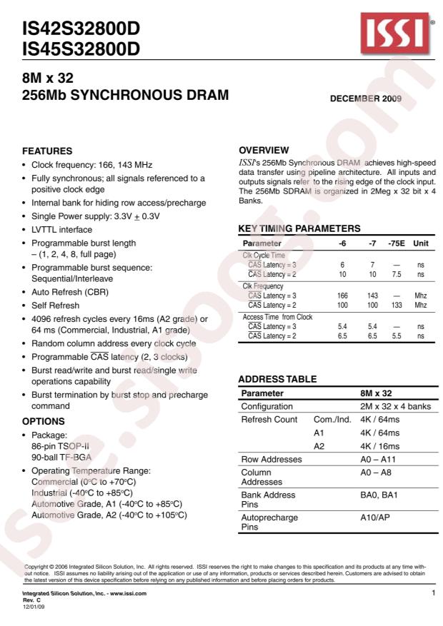 ISSI IS42S32800D-75EBLI
