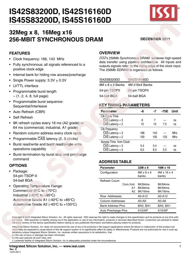 ISSI IS42S16160D-75EBL-TR