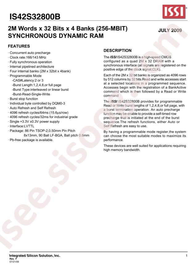 ISSI IS42S32800B-6BI-TR