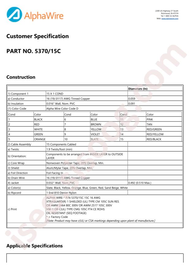 Alpha Wire 5370/15C SL002