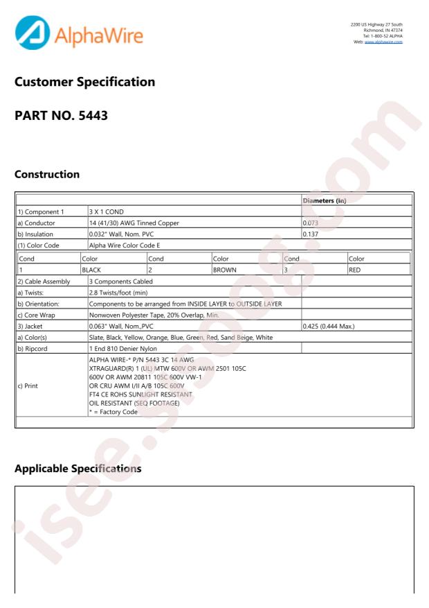 Alpha Wire 5443 SL005