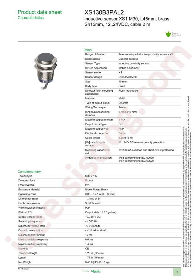 Schneider XS130B3PAL2