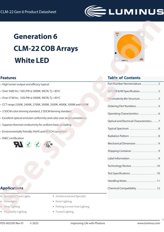 Luminus Devices CLM-22-27-90-36-TC62-F7-3