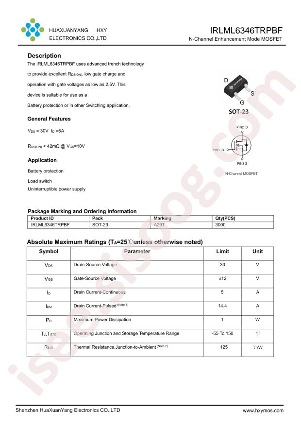HXY MOSFET IRLML6346TRPBF-HXY