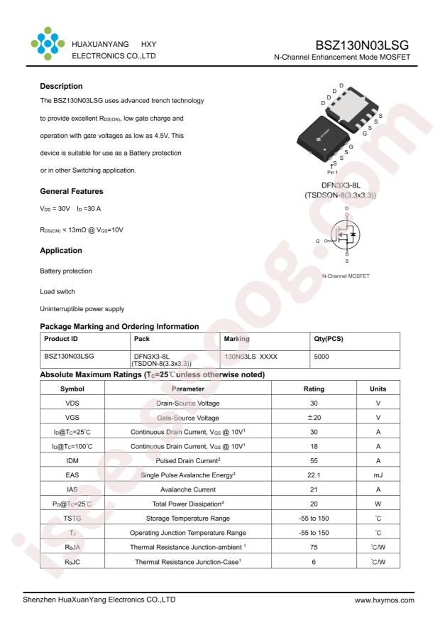 HXY MOSFET BSZ130N03LS G-HXY