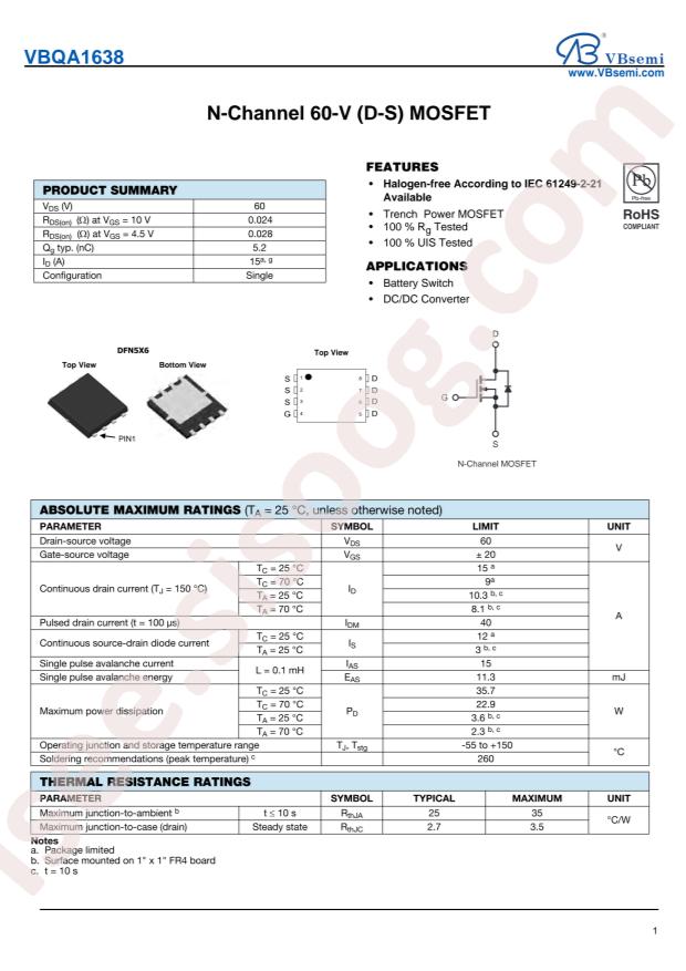 VBsemi Elec VBQA1638