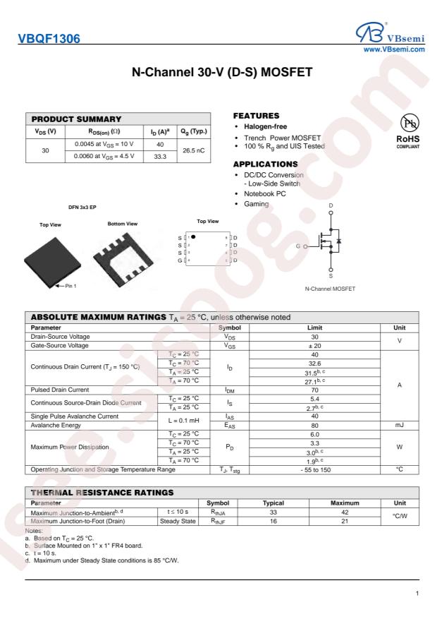VBsemi Elec VBQF1306