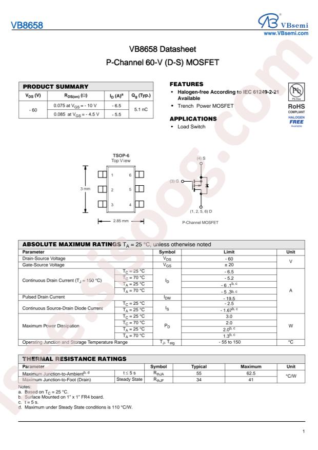 VBsemi Elec VB8658