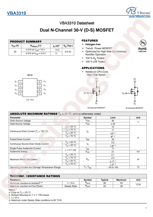 VBsemi Elec VBA3310