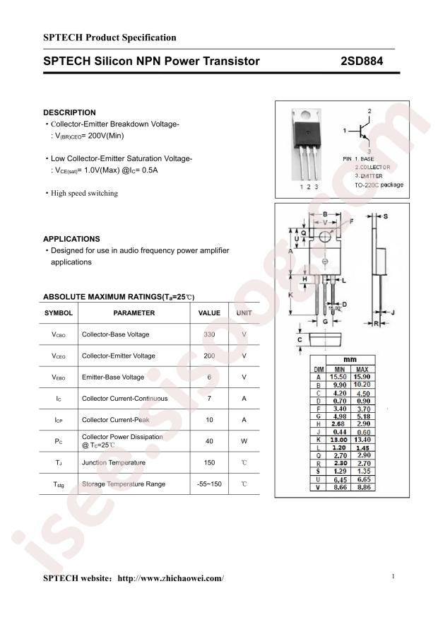 SPTECH 2SD884