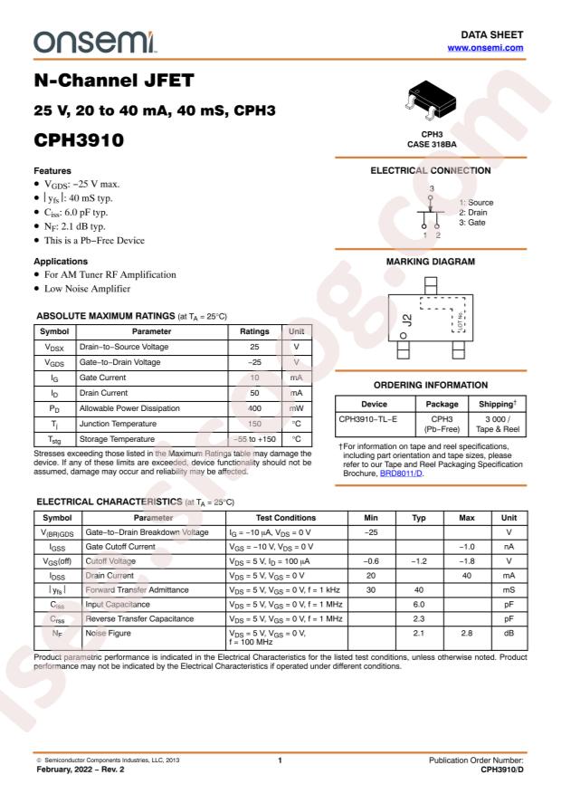 onsemi CPH3910-TL-E