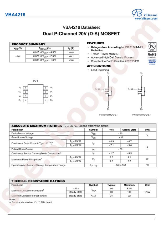 VBsemi Elec VBA4216