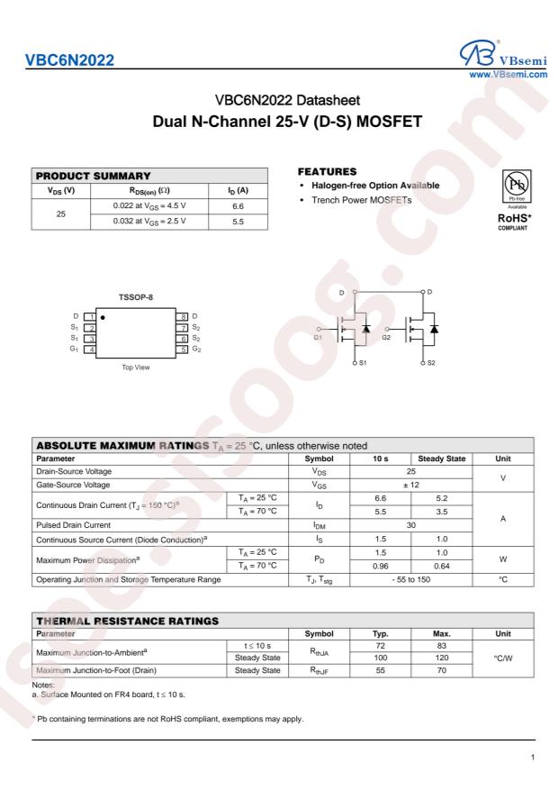 VBsemi Elec VBC6N2022