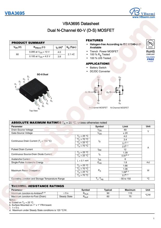VBsemi Elec VBA3695