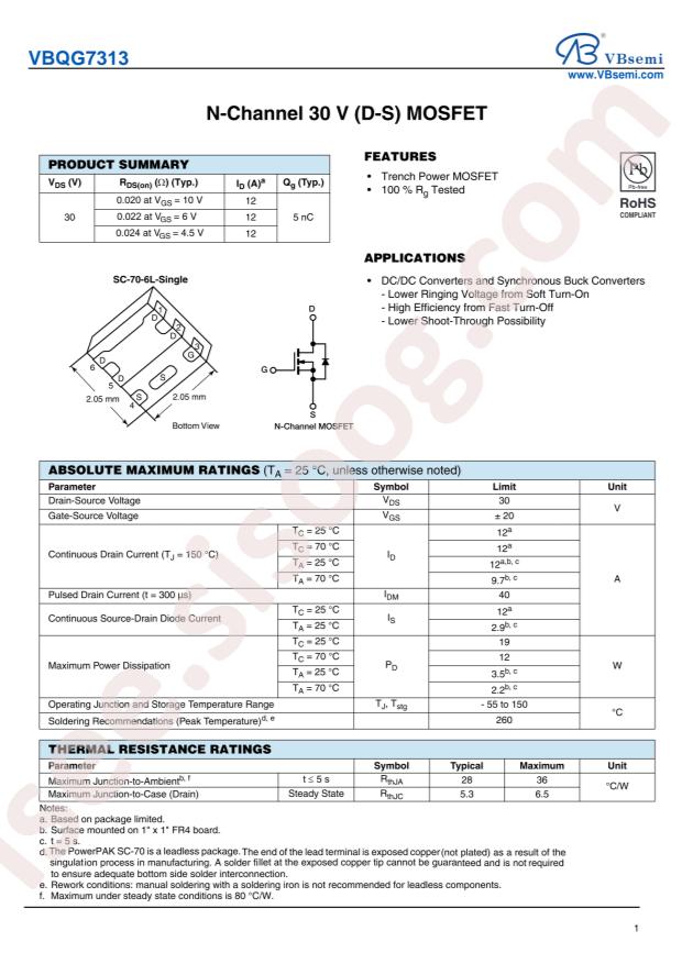 VBsemi Elec VBQG7313