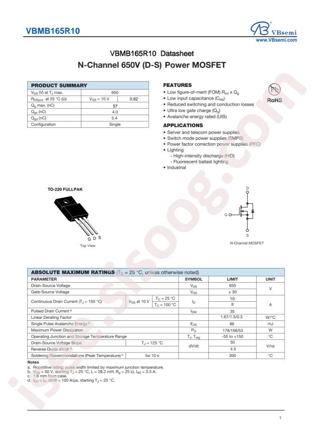 VBsemi Elec VBMB165R10