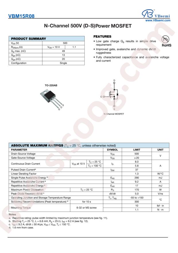VBsemi Elec VBM15R08