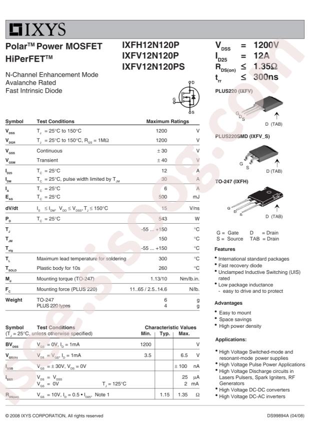 Littelfuse/IXYS IXFH12N120P