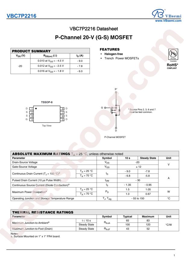 VBsemi Elec VBC7P2216