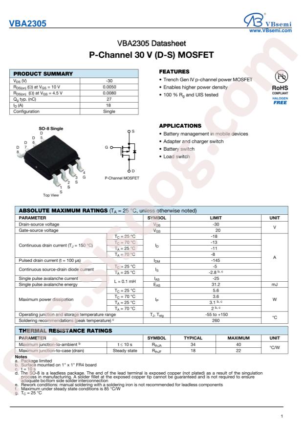 VBsemi Elec VBA2305