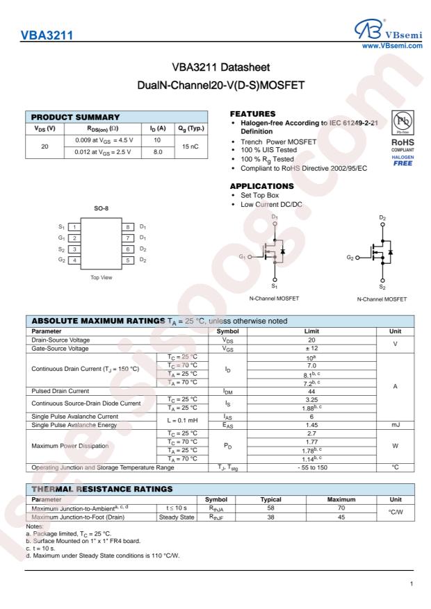 VBsemi Elec VBA3211