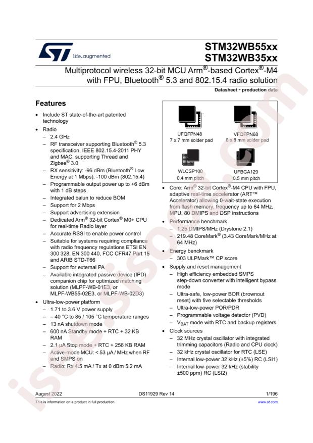 ST STM32WB55RCV6